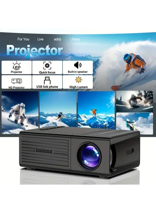 Black Portable Video Projector 1920x1080 Native Resolution 3000 Hours Battery Life USB TV Stick Laptop Support - Image 5